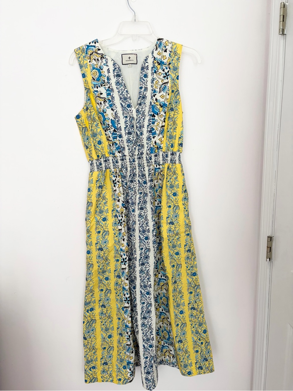 Tuckernuck Golden Rod Chintz Stripe Arrietta Midi Dress